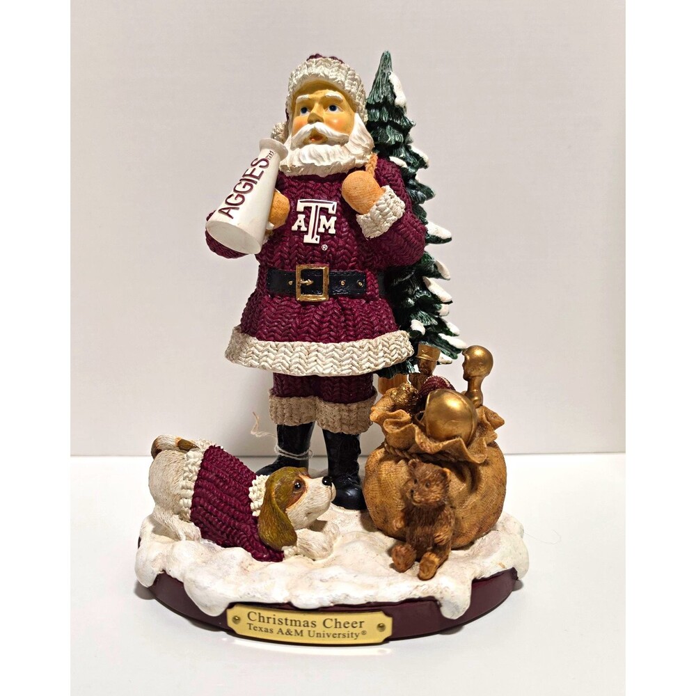 Vintage Texas A&M "Christmas Cheer" Santa Figurine Aggies 2002. Collectible